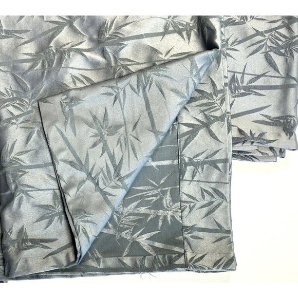 Vintage Set 8 Luxury Springs Curtains Panels Drapes Blue Bamboo Print Faux Silk - Picture 3 of 7